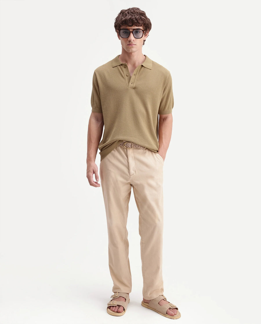Rare Rabbit Men's Tine Mustard Cotton Regular Short Sleeves Polo Textured Shirt