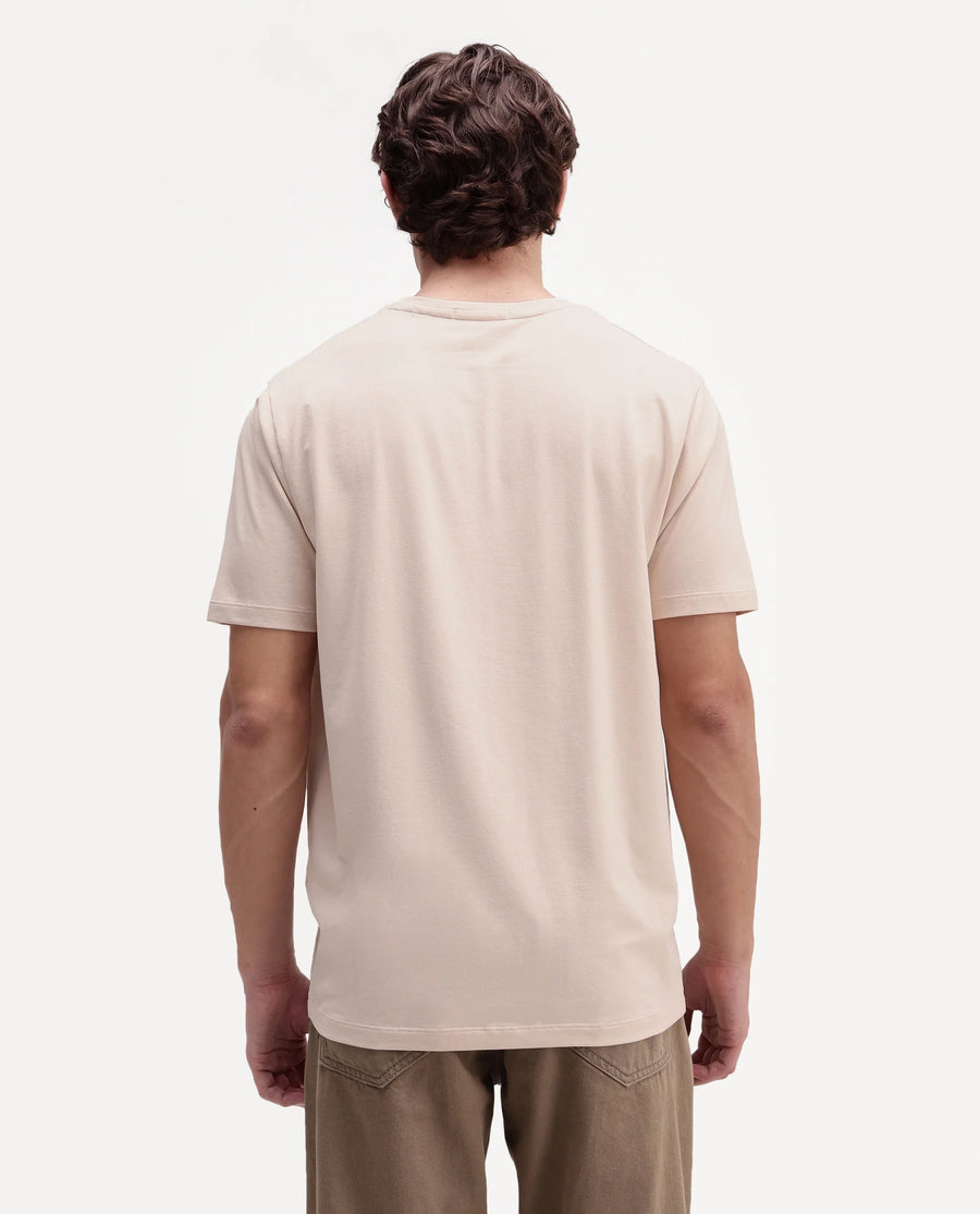 Rare Rabbit Men's Pexo Light Beige Cotton Blend Crew Neck Regular Graphic Print T-Shirt