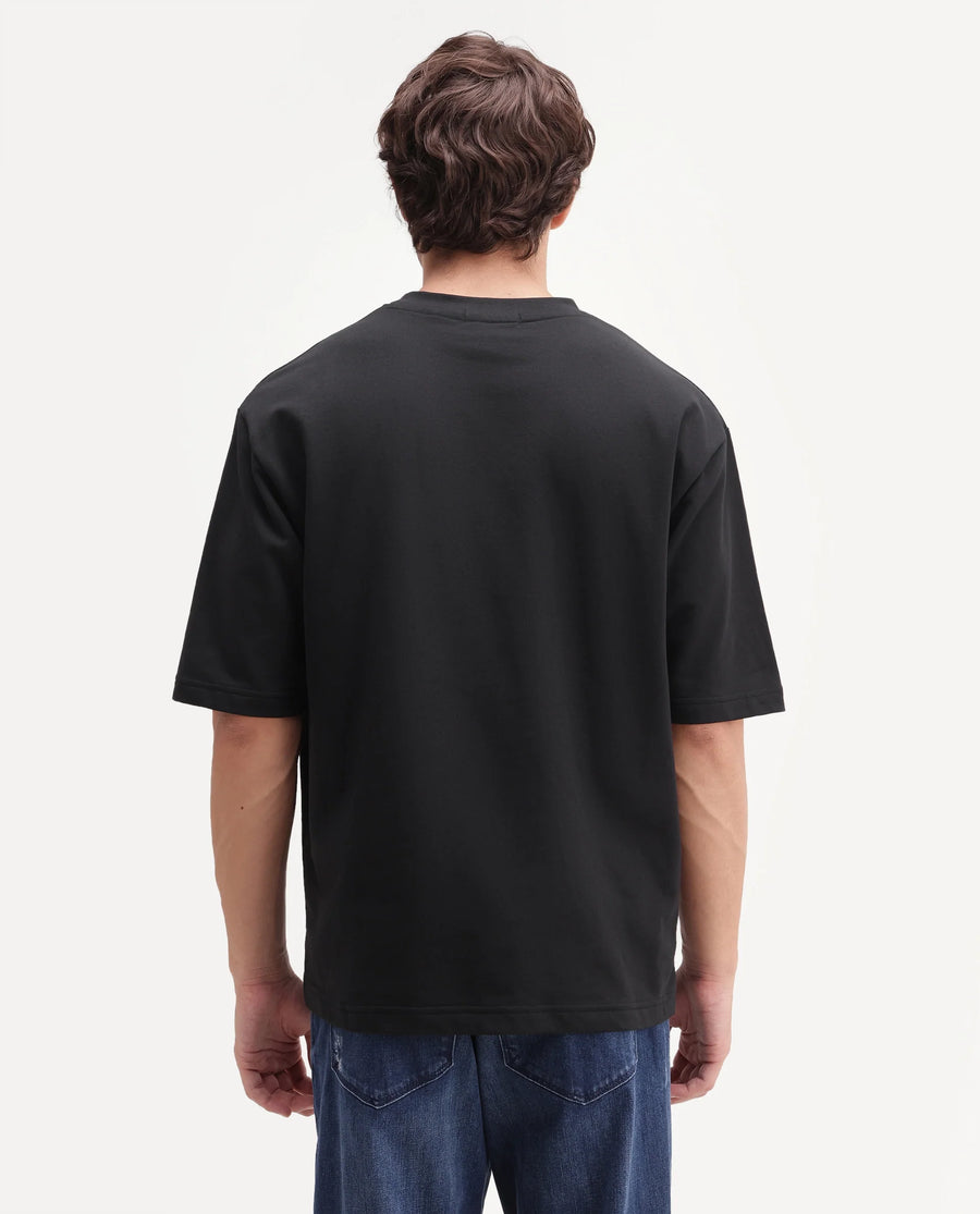 Rare Rabbit Men's Varol Black Cotton Crew Neck Regular Graphic Print T-Shirt