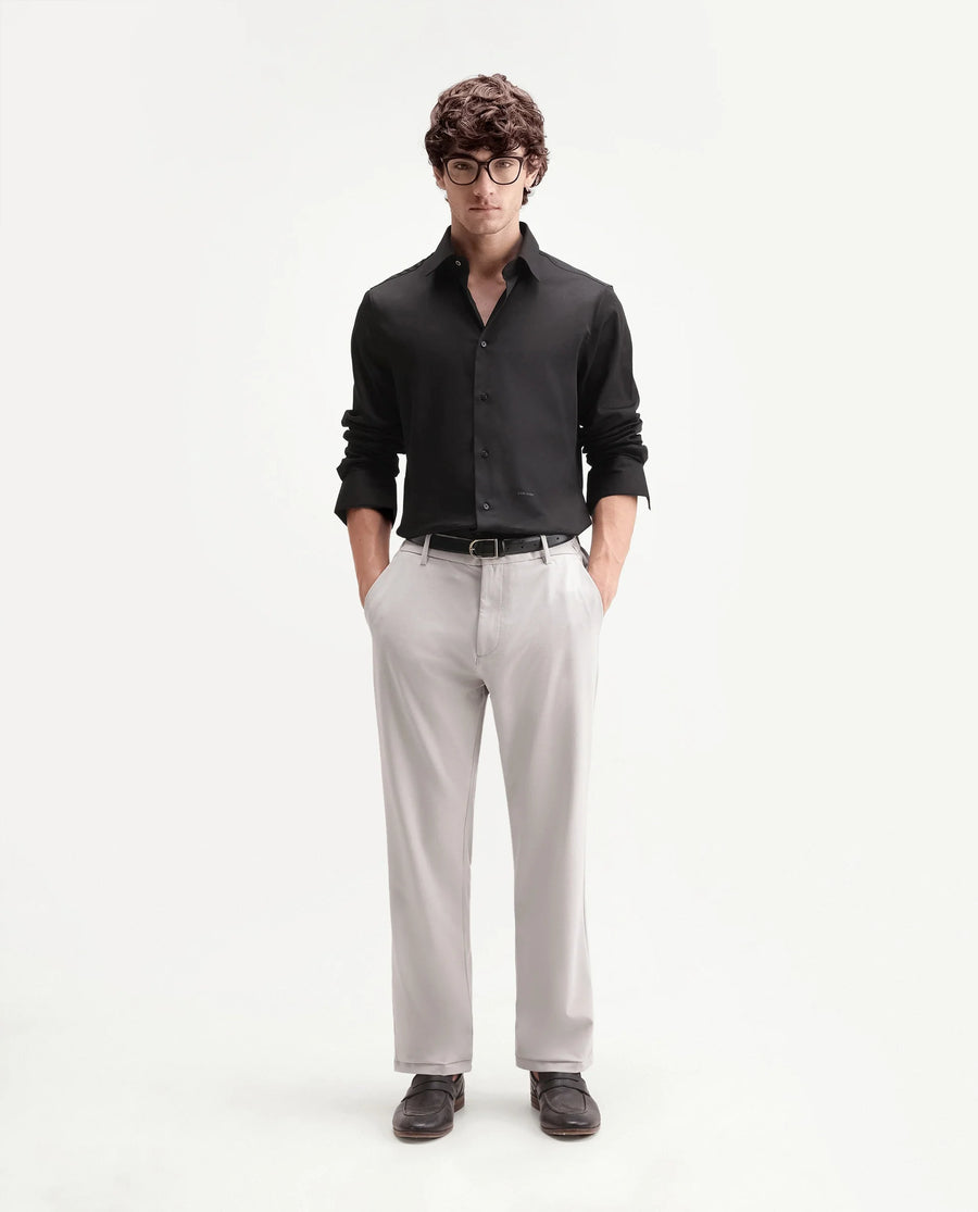 Rare Rabbit Men's Travel-W-Aw26 Beige Polyester Blend Button And Zip Regular Plain Trouser