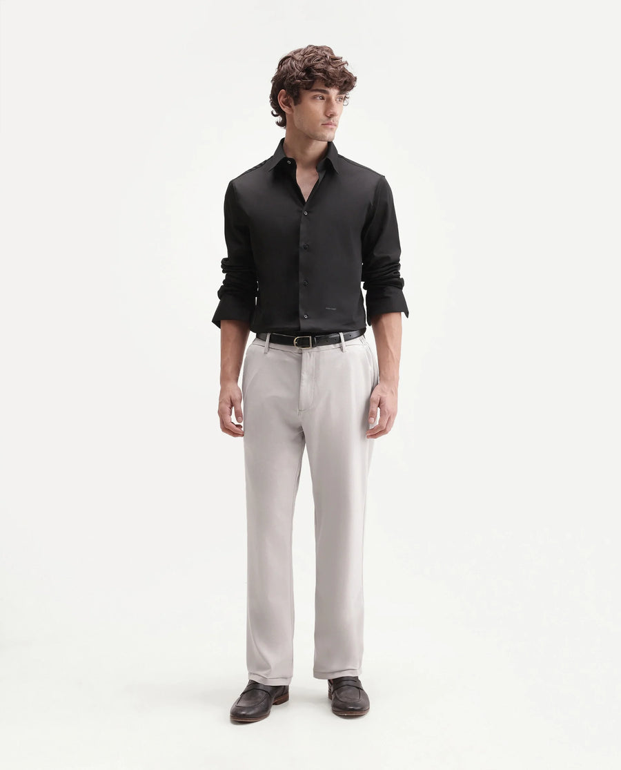Rare Rabbit Men's Travel-W-Aw26 Beige Polyester Blend Button And Zip Regular Plain Trouser
