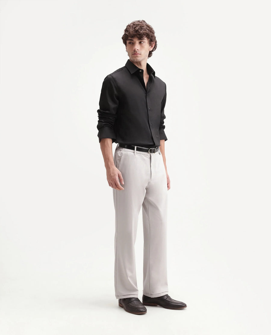 Rare Rabbit Men's Travel-W-Aw26 Beige Polyester Blend Button And Zip Regular Plain Trouser