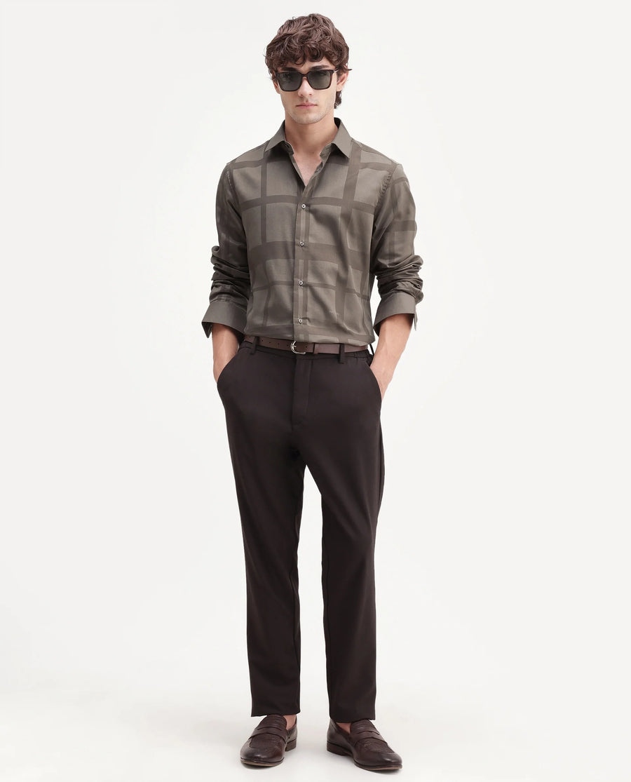 Rare Rabbit Men's Boxlet-Aw26 Dusky Beige Cotton Blend Spread Collar Regular Fit Striped Shirt