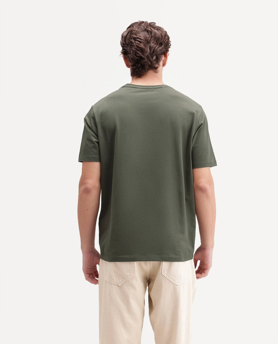 Rare Rabbit Men's Rabbit-A26 Primary Olive Cotton Blend Crew Neck Regular Hd Print T-Shirt
