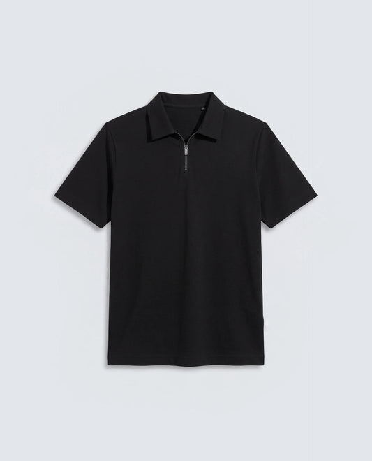 Rare Rabbit Men's Basic Rr-Corp-Cove Black Cotton Blend Spread Collar Regular Plain Polo
