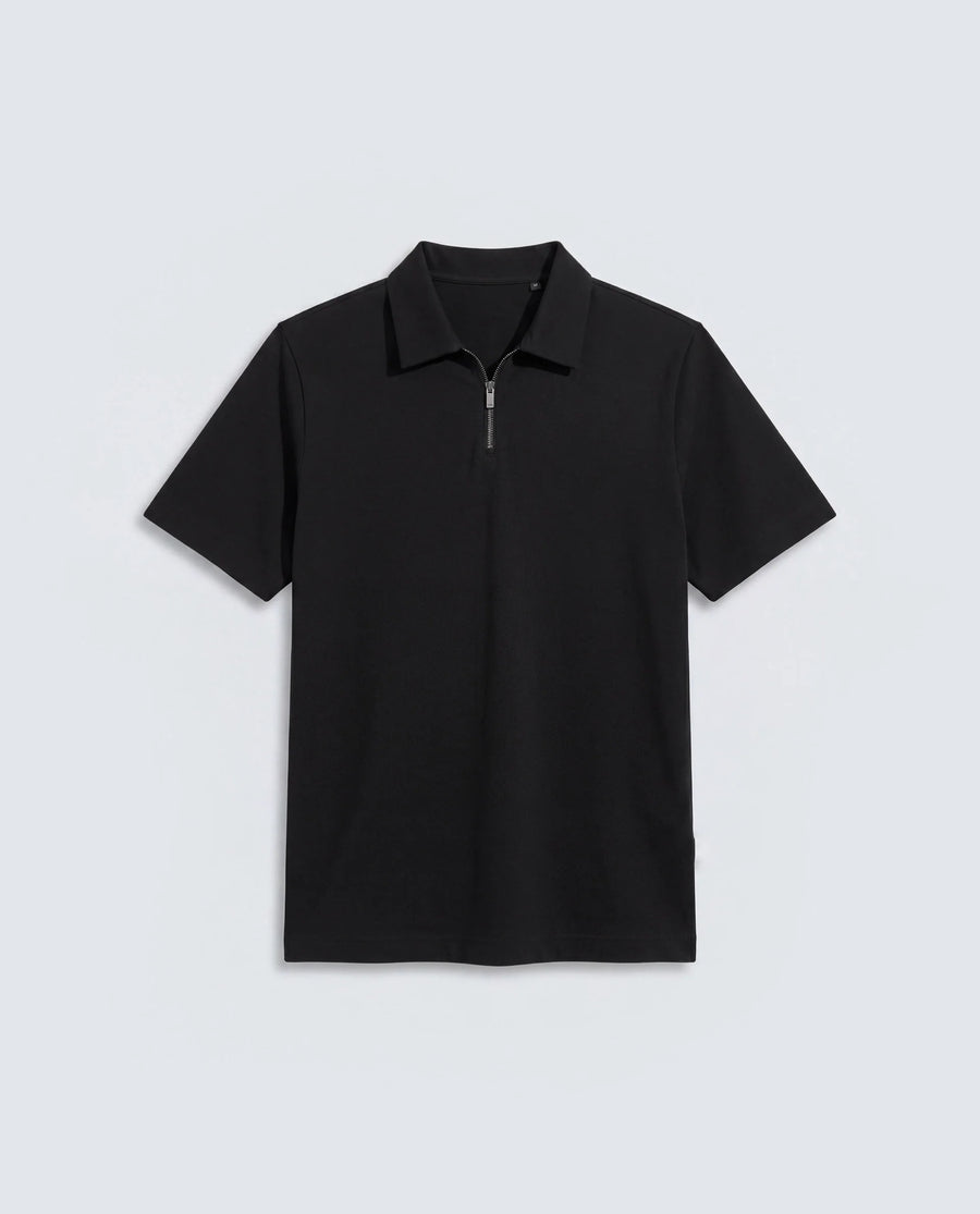 Rare Rabbit Men's Basic Rr-Corp-Cove Black Cotton Blend Spread Collar Regular Plain Polo