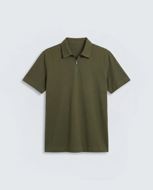 Rare Rabbit Men's Basic Rr-Corp-Cove Dark Olive Cotton Blend Spread Collar Regular Plain Polo