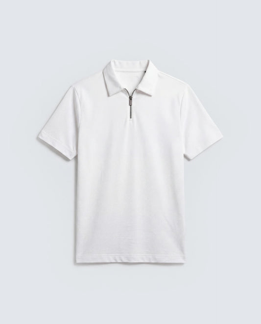 Rare Rabbit Men's Basic Rr-Corp-Cove White Cotton Blend Spread Collar Regular Plain Polo