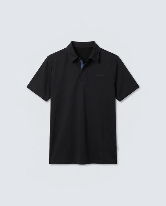 Rare Rabbit Men's Basic Rr-Corp-Mero Black Cotton Blend Spread Collar Regular Plain Polo