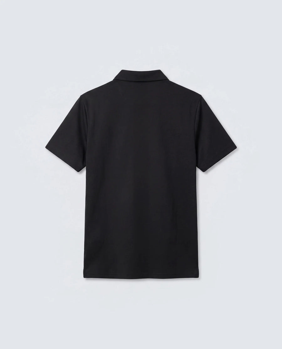 Rare Rabbit Men's Basic Rr-Corp-Mero Black Cotton Blend Spread Collar Regular Plain Polo