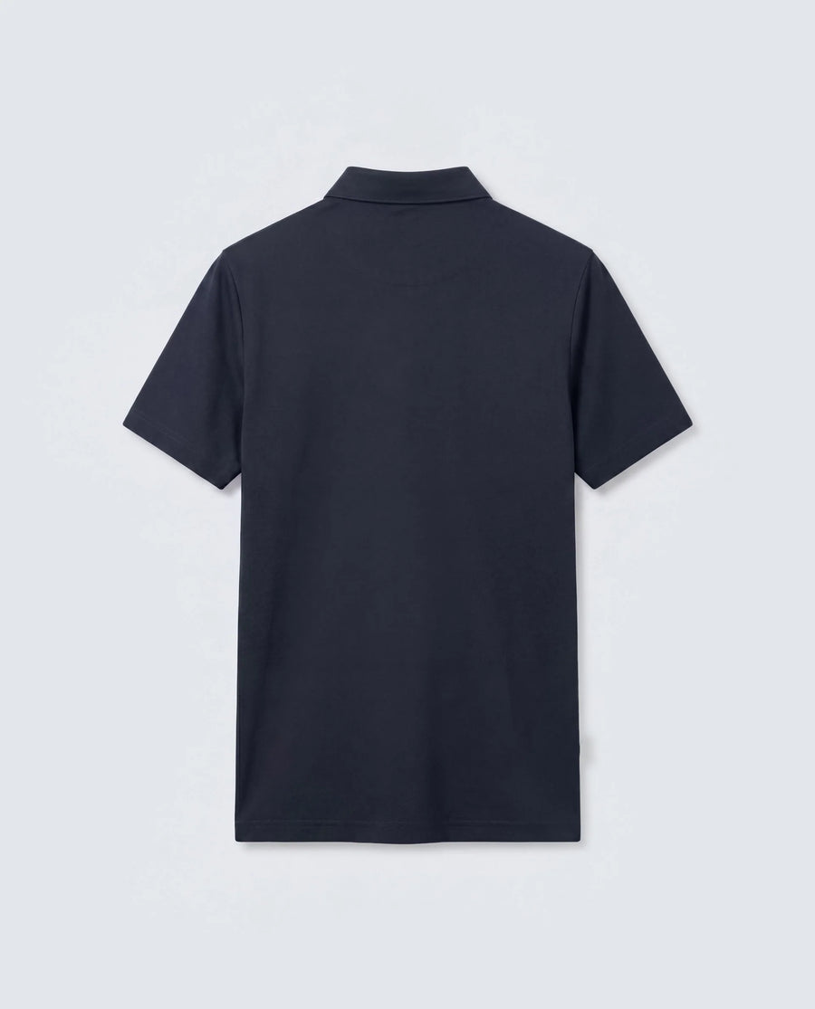 Rare Rabbit Men's Basic Rr-Corp-Mero Navy Cotton Blend Spread Collar Regular Plain Polo