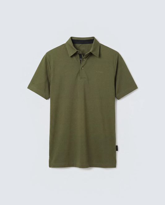 Rare Rabbit Men's Basic Rr-Corp-Mero Olive Cotton Blend Spread Collar Regular Plain Polo