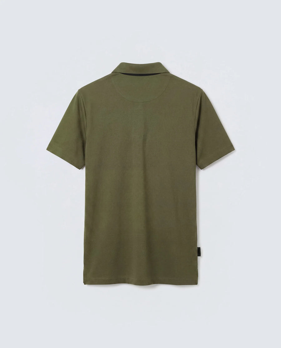Rare Rabbit Men's Basic Rr-Corp-Mero Olive Cotton Blend Spread Collar Regular Plain Polo