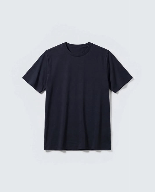 Rare Rabbit Men's Basic Rr-Corp-Rein Navy Cotton Blend Crew Neck Regular Plain T-Shirt