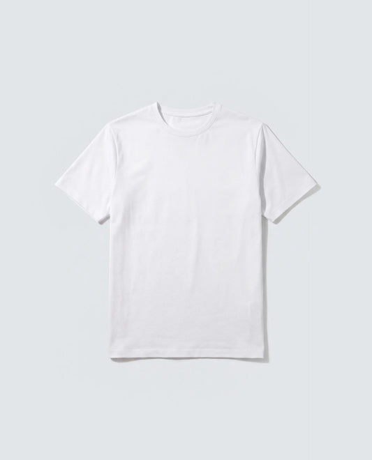 Rare Rabbit Men's Basic Rr-Corp-Rein White Cotton Blend Crew Neck Regular Plain T-Shirt