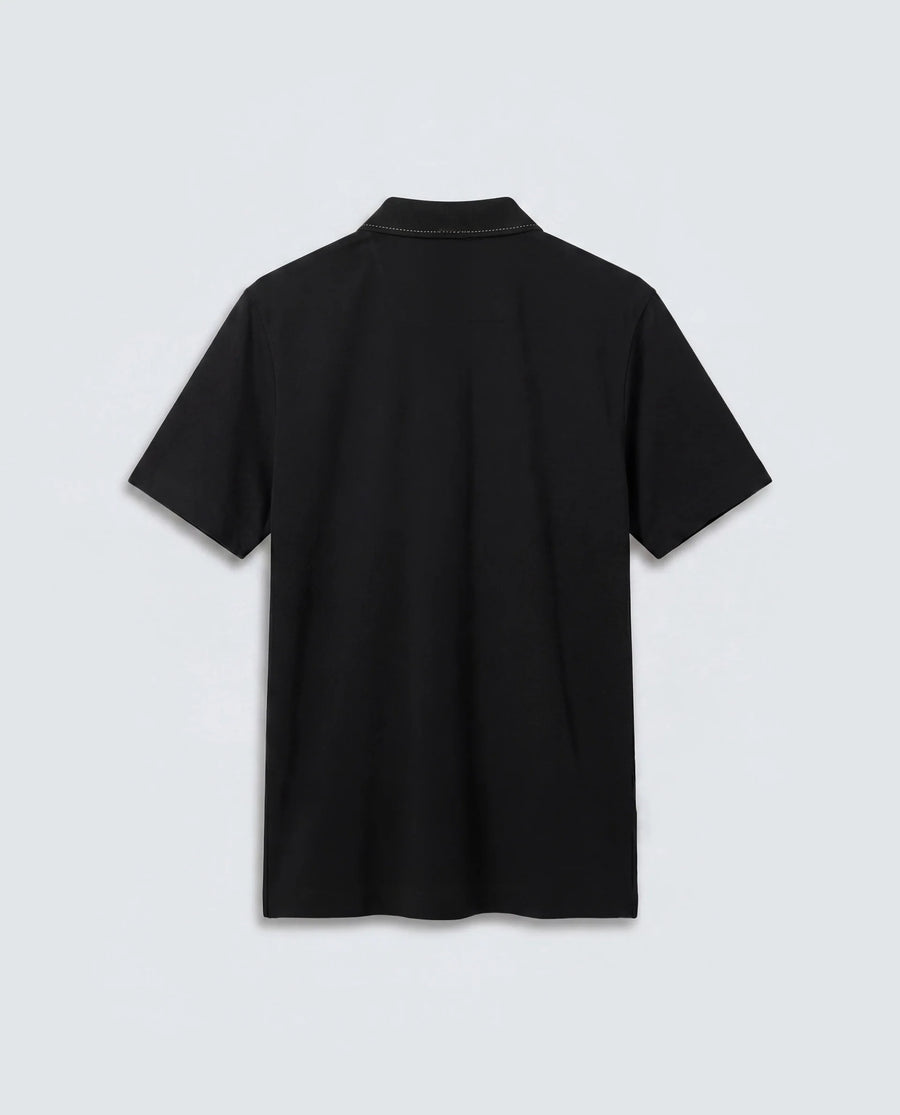 Rare Rabbit Men's Basic Rr-Corp-Tanq Black Cotton Blend Spread Collar Regular Plain Polo
