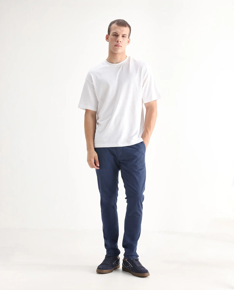 Rare Rabbit Men's Ruiz Blue Cotton Plain Hawk Slim Fit Jeans