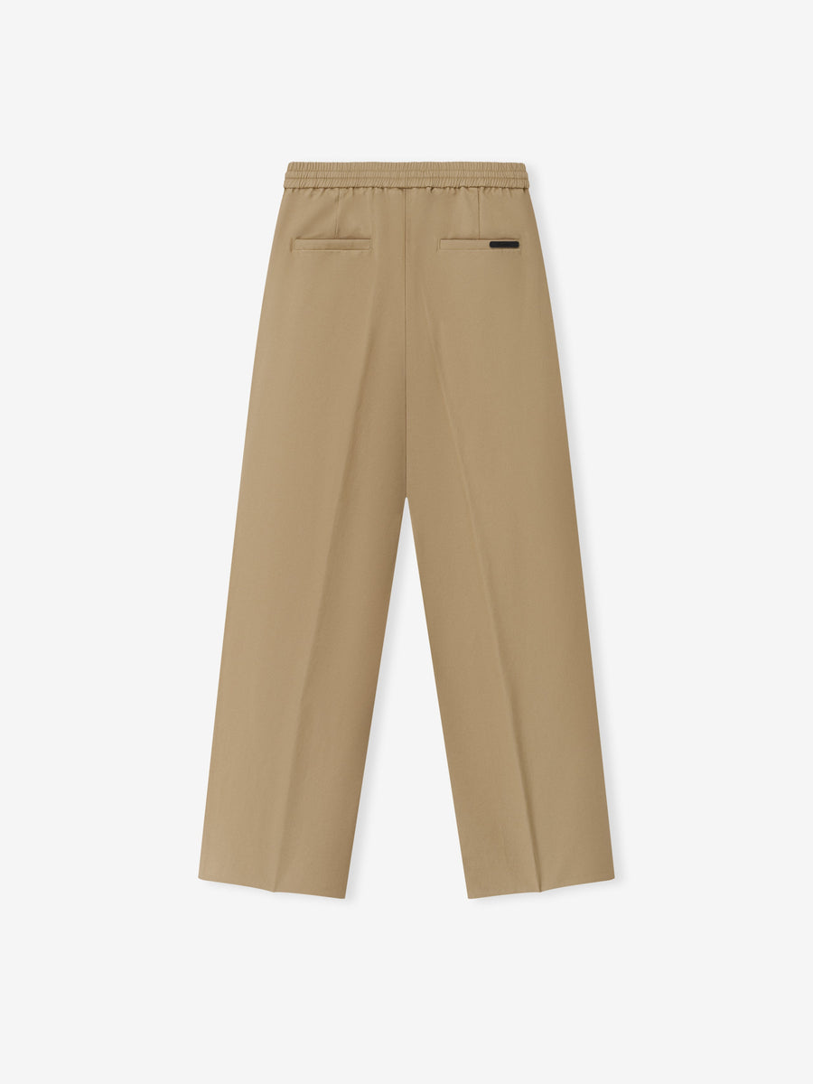 Womens Cotton Twill Pleat Front Drawstring Pant
