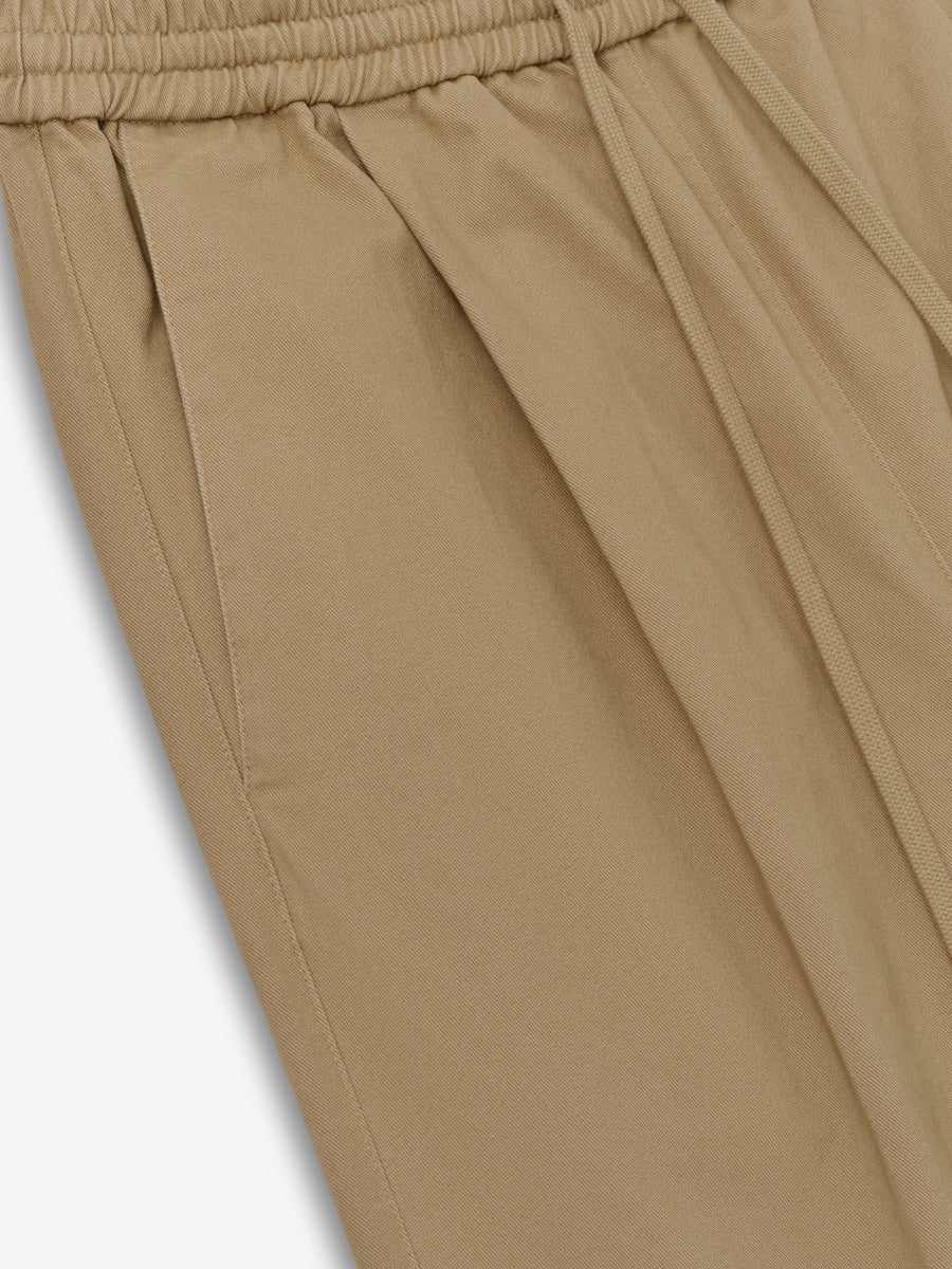 Womens Cotton Twill Pleat Front Drawstring Pant