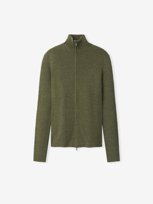 Womens Rib Knit Zip Up Jacket