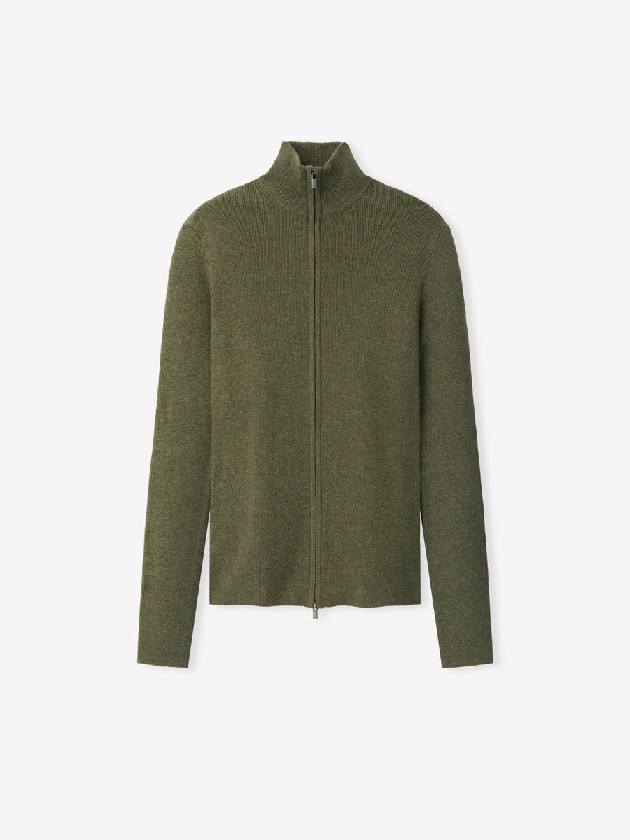 Womens Rib Knit Zip Up Jacket
