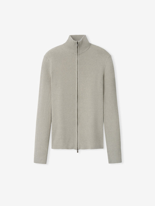 Womens Rib Knit Zip Up Jacket