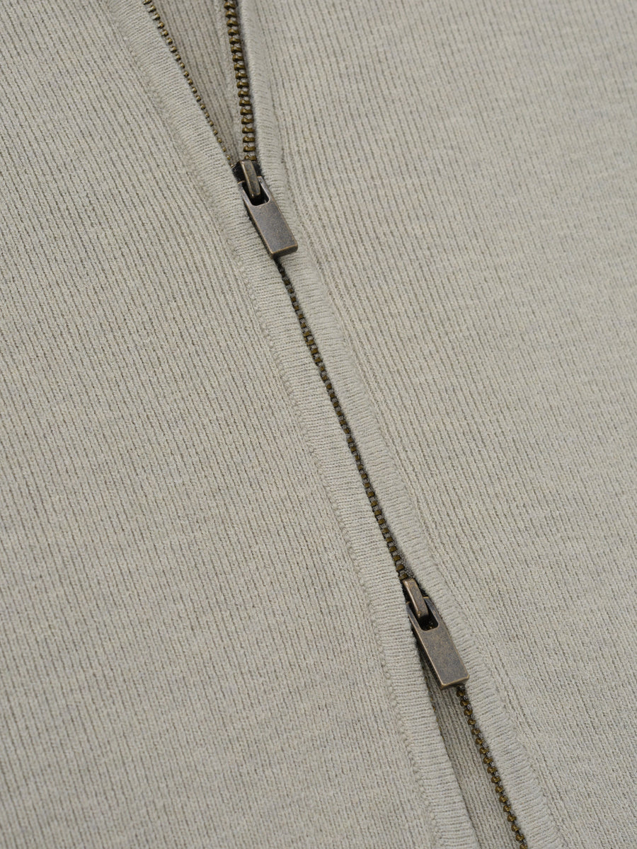Womens Rib Knit Zip Up Jacket