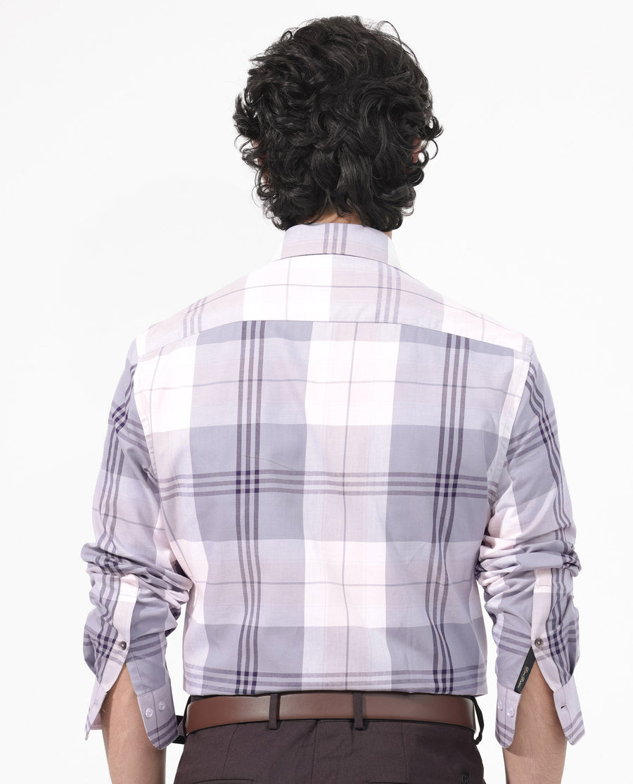 Rare Rabbit Men's Ryett Pink Cotton Checked Print Regular Fit Full Sleeve Collared Shirt