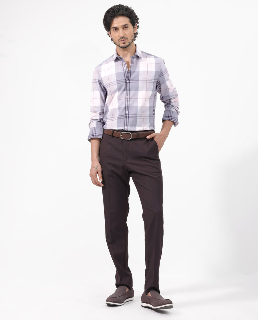 Rare Rabbit Men's Ryett Pink Cotton Checked Print Regular Fit Full Sleeve Collared Shirt