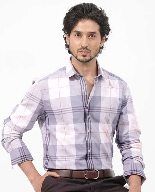 Rare Rabbit Men's Ryett Pink Cotton Checked Print Regular Fit Full Sleeve Collared Shirt