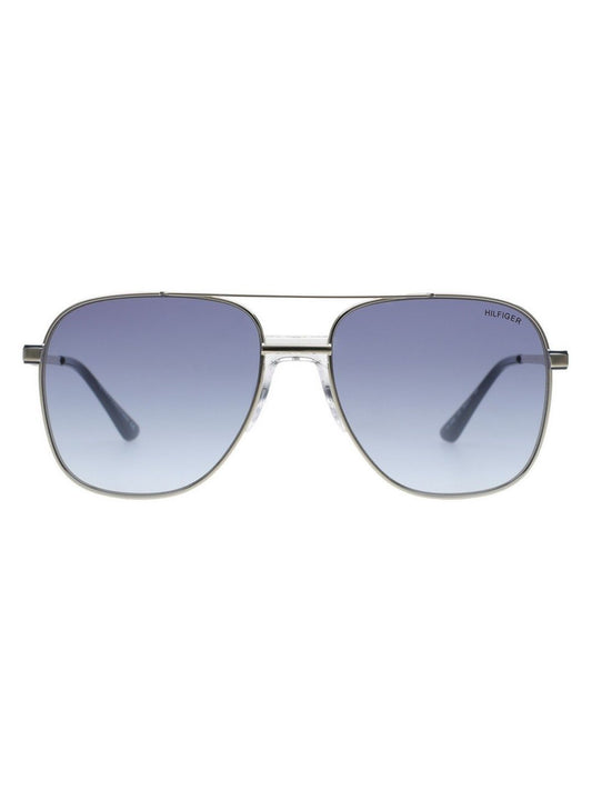 Tommy Hilfiger Men Blue Lens & Silver-Toned Aviator Sunglasses with