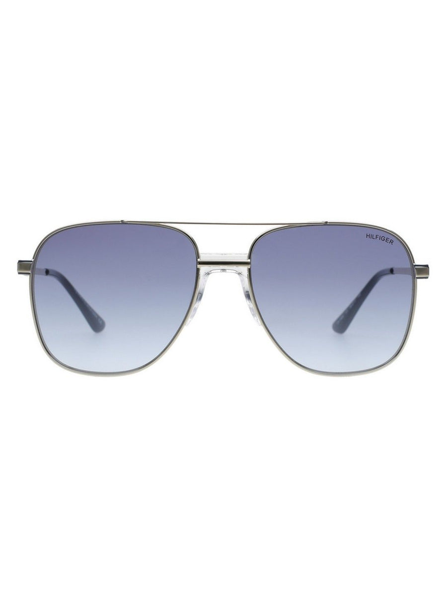 Tommy Hilfiger Men Blue Lens & Silver-Toned Aviator Sunglasses with