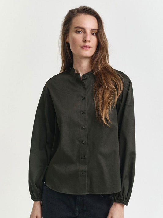GANT Women Solid Band Collar Pure Cotton Casual Shirt