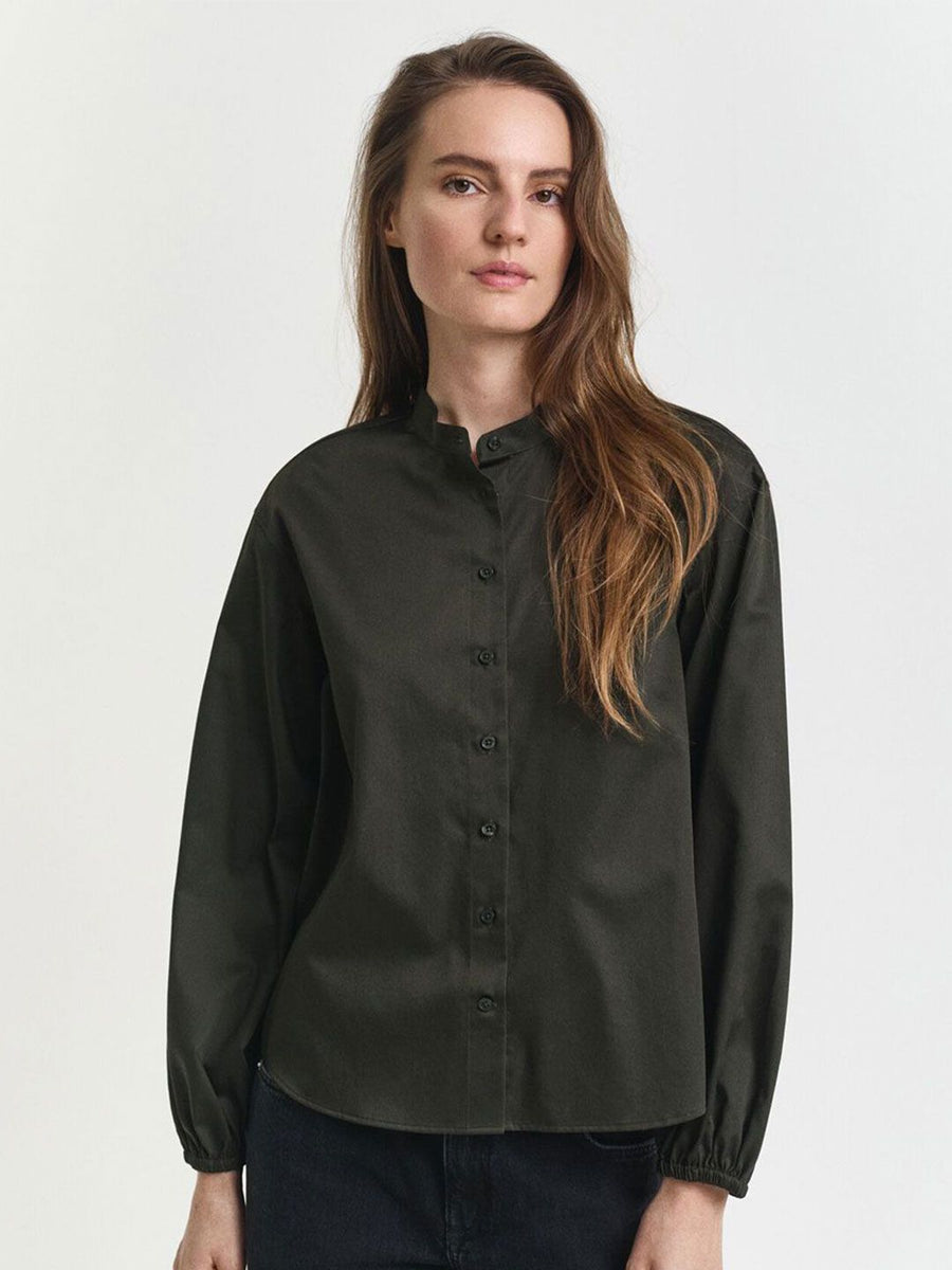 GANT Women Solid Band Collar Pure Cotton Casual Shirt