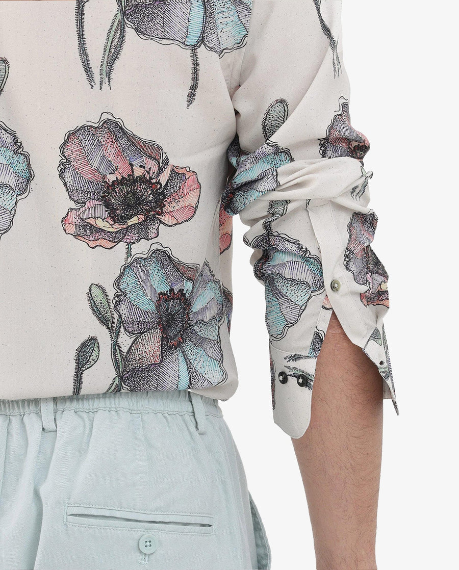Rare Rabbit Men's Saddle Light Pink Viscose Floral Print Regular Fit Full Sleeve Collared Shirt