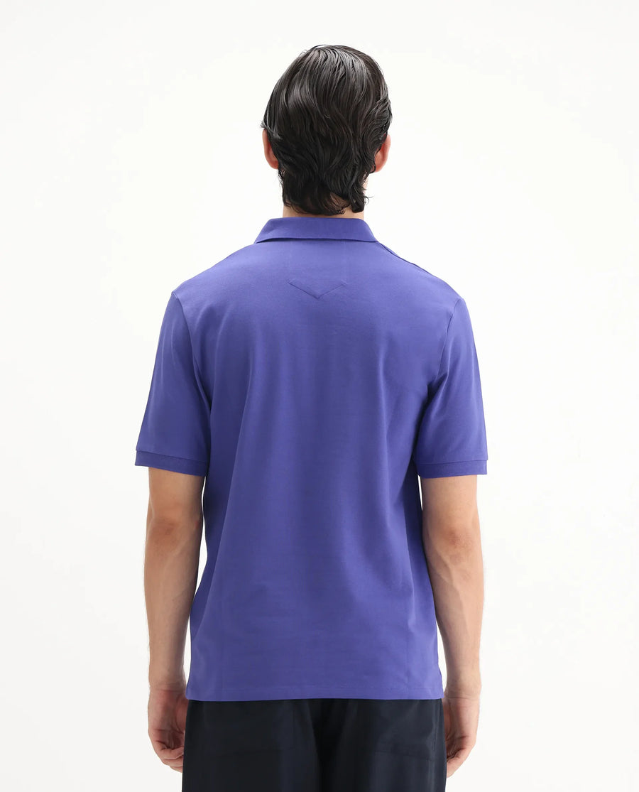 Rare Rabbit Men's Salis-25 Purple Cotton Blend Plain Regular Fit Half Sleeve Polo
