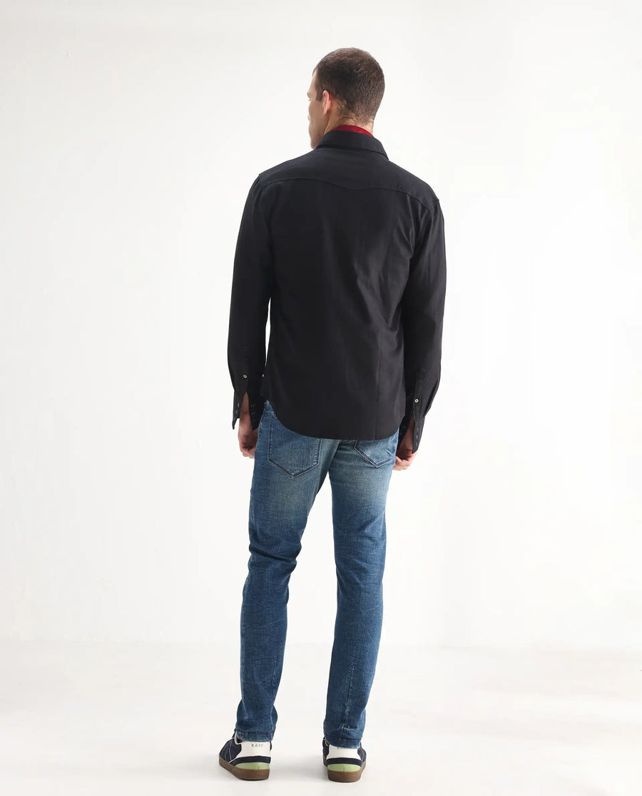 Rare Rabbit Men's Sator Light Blue Cotton Plain Hawk Slim Fit Jeans