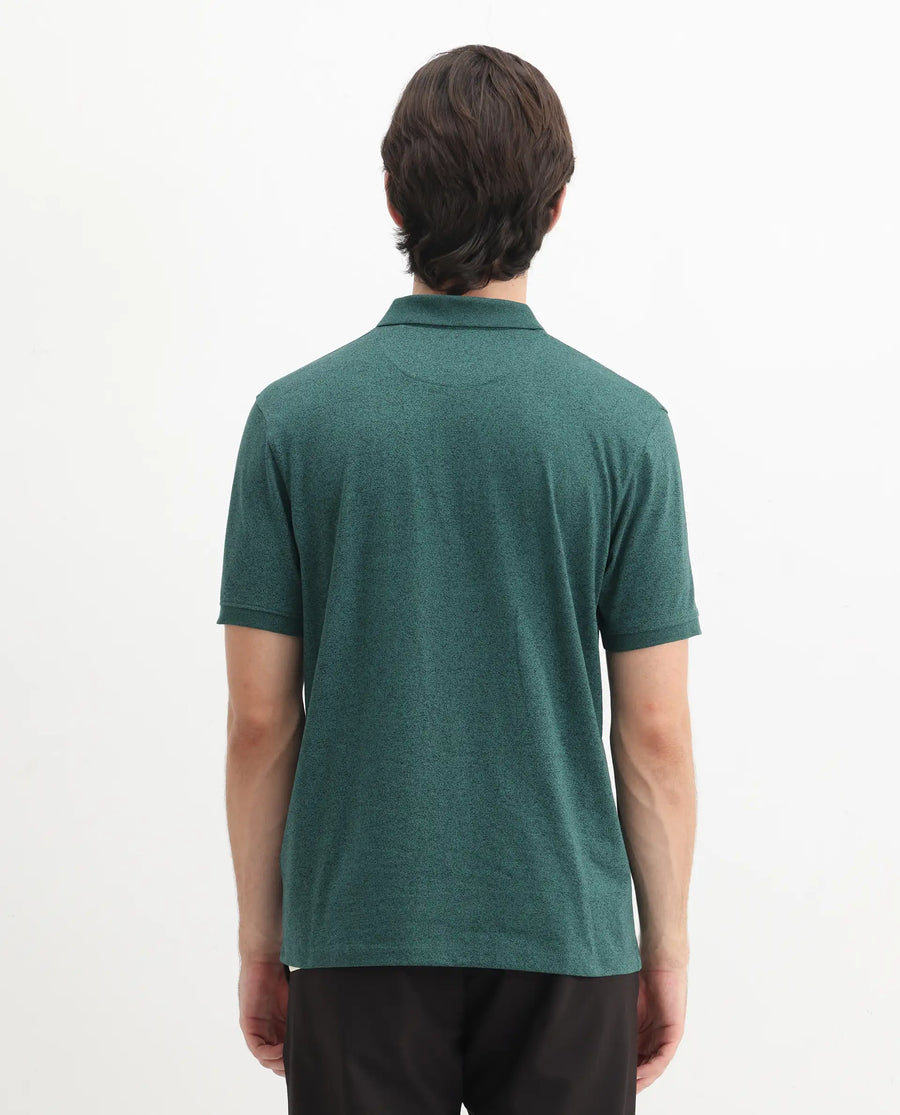 Rare Rabbit Men's Schop Dark Green Cotton Plain Regular Fit Half Sleeve Polo