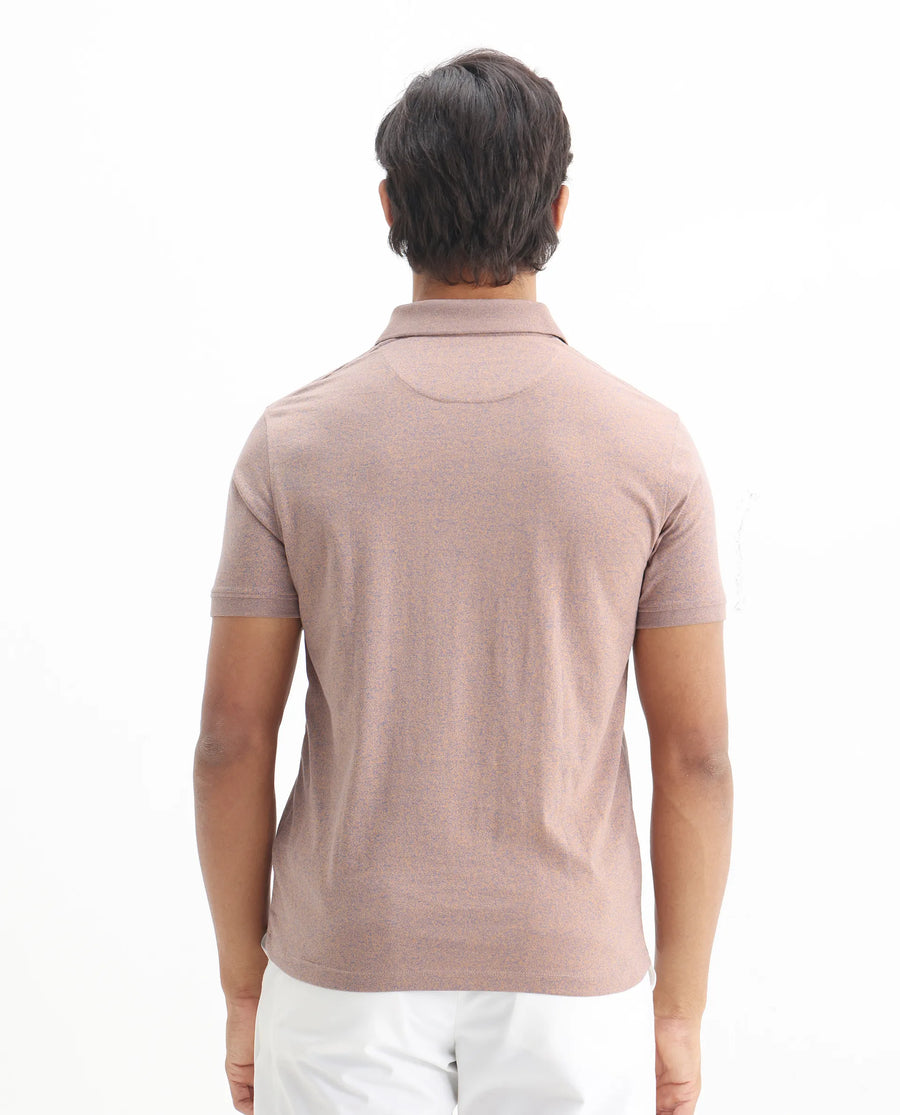 Rare Rabbit Men's Schop Dark Orange Cotton Plain Regular Fit Half Sleeve Polo