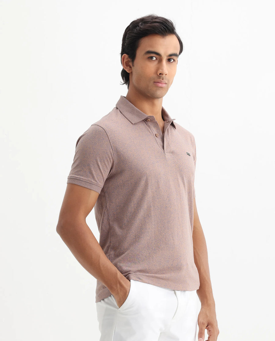 Rare Rabbit Men's Schop Dark Orange Cotton Plain Regular Fit Half Sleeve Polo