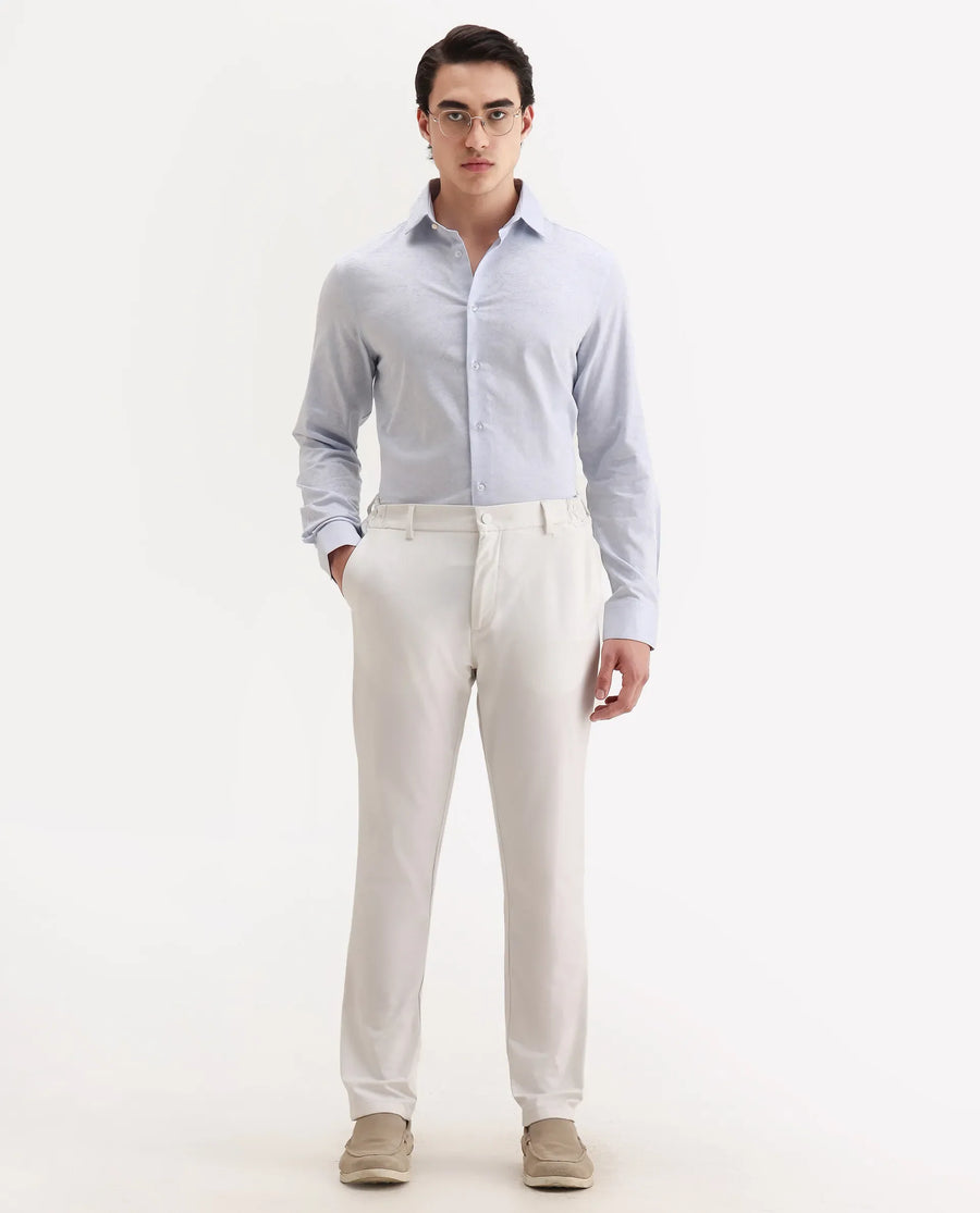 Rare Rabbit Men's Seld Pastel Blue Cotton Blend Spread Collar Regular Fit Jacquard Shirt