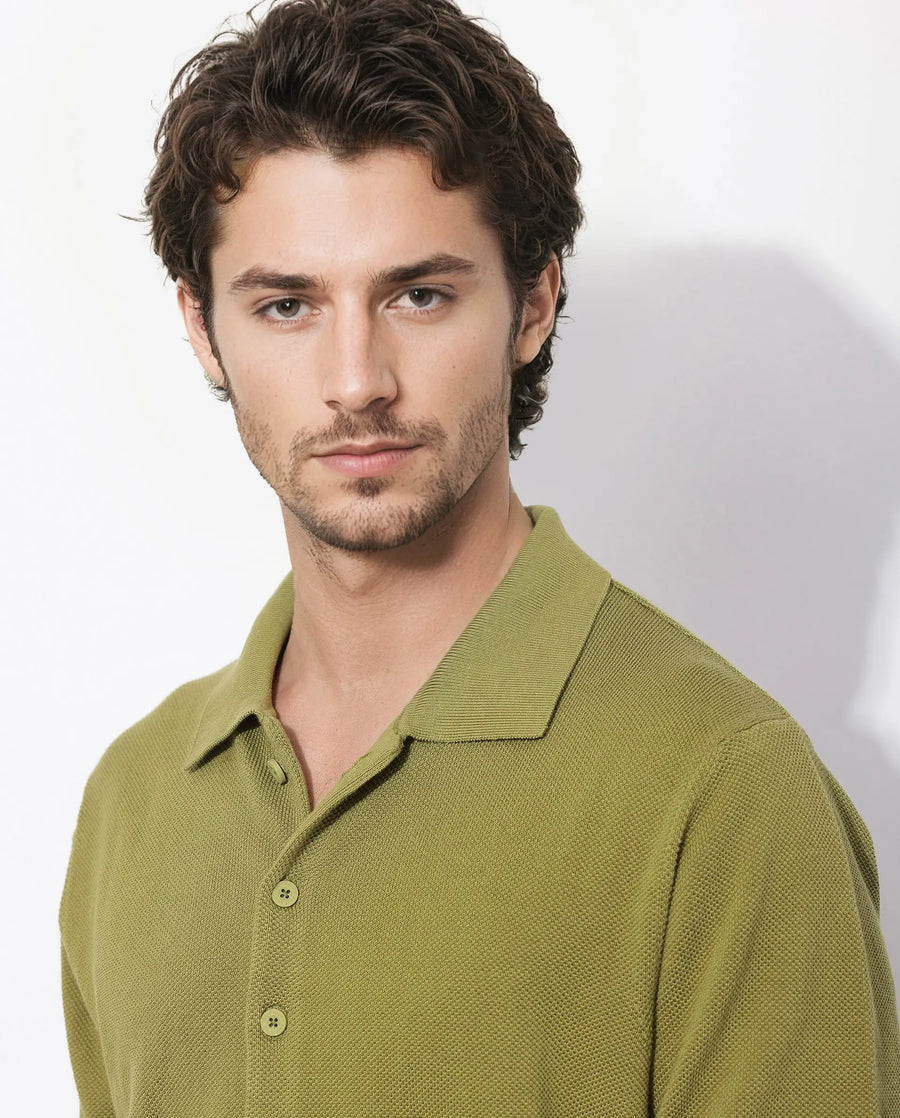 Rare Rabbit Men's Alias-N Flouroscent Green Cotton Plain Regular Fit Full Sleeve Collared Shirt