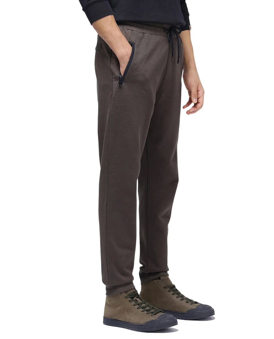 Rare Rabbit Men's Shawn Olive Cotton Plain Regular Fit Joggers