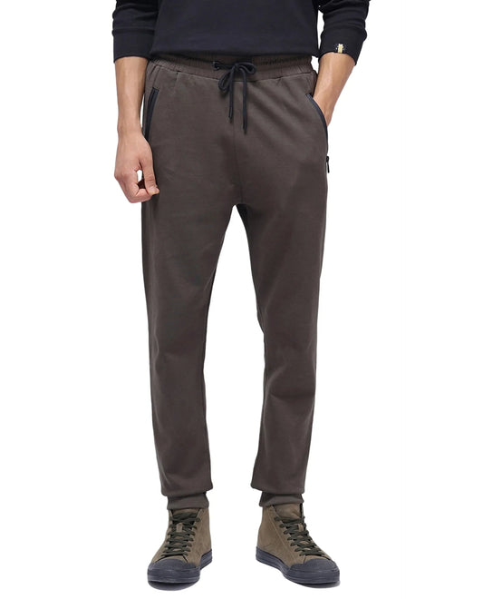 Rare Rabbit Men's Shawn Olive Cotton Plain Regular Fit Joggers