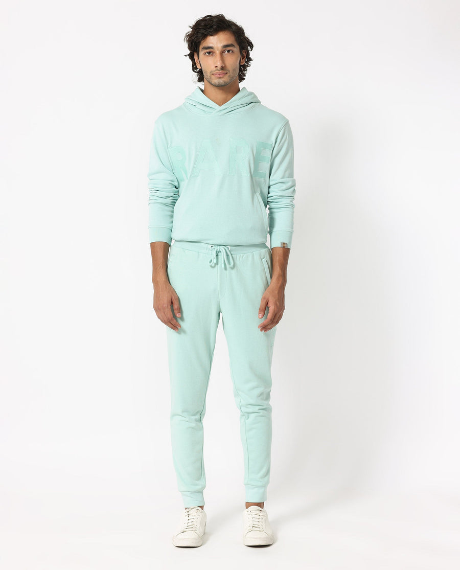 Rare Rabbit Men's Shiga Light Blue Cotton Plain Regular Fit Joggers
