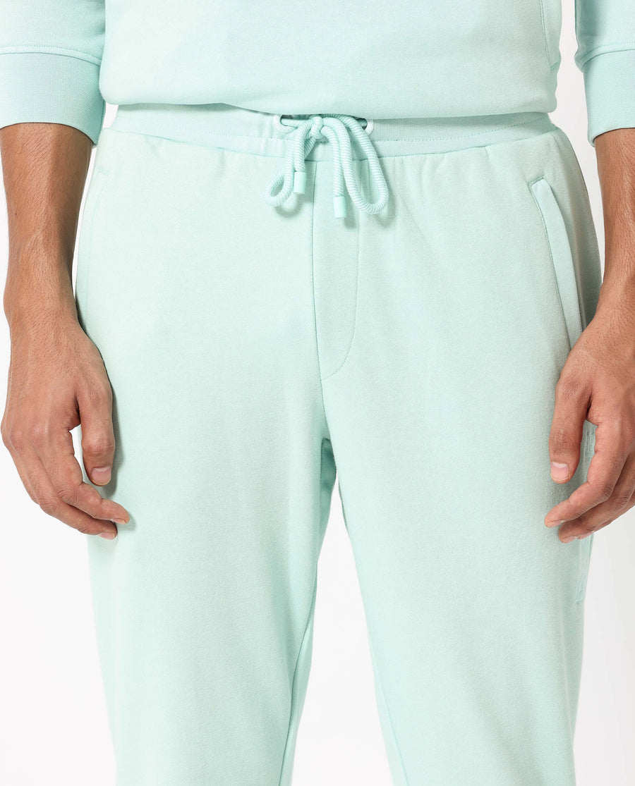 Rare Rabbit Men's Shiga Light Blue Cotton Plain Regular Fit Joggers