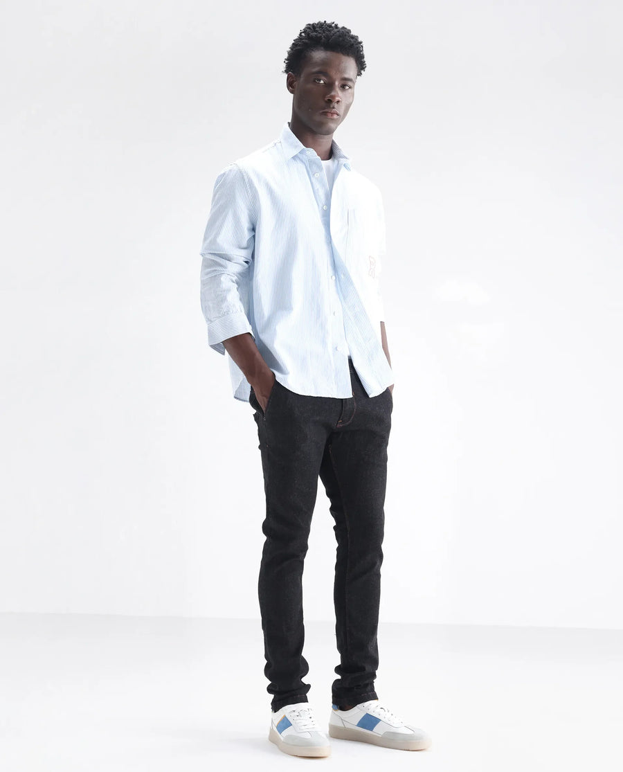 Rare Rabbit Men's Shooter Black Cotton Plain Hawk Slim Fit Jeans