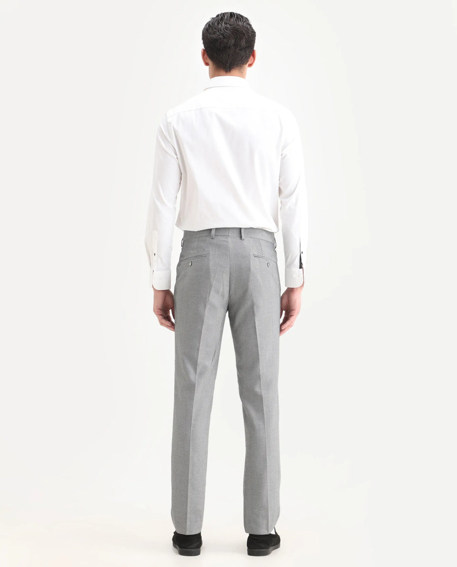 Rare Rabbit Men's Sierres Light Grey Viscose Textured Tailored Fit Full Sleeve Lapel Neck Suits