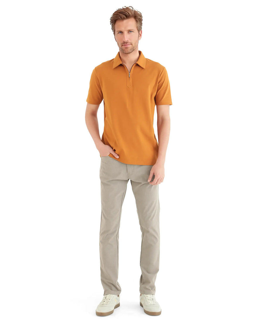 Rare Rabbit Men's Ski Rust Cotton Blend Plain Regular Fit Half Sleeve Polo