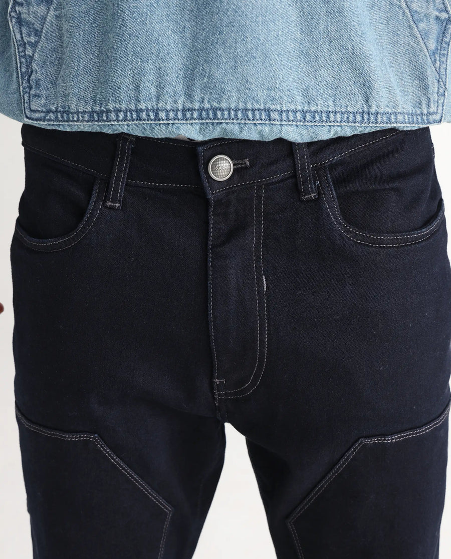 Rare Rabbit Men's Slava Blue Tencel Plain Morris Regular Fit Jeans